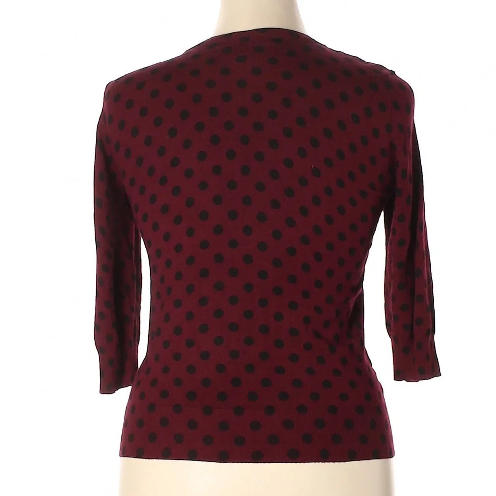 89th & Madison Polka Dot Cardigan, Burgundy/Black, Size XL, GUC - Picture 7 of 8